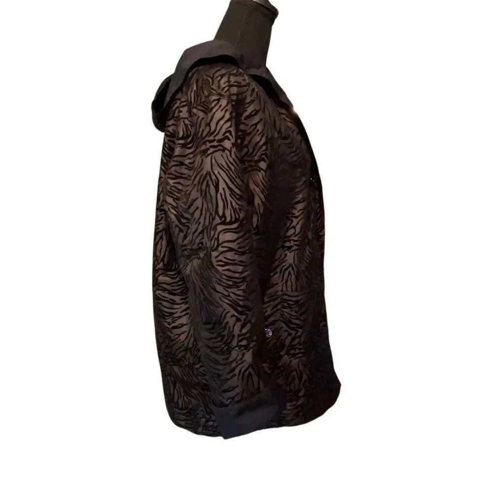 Gallery Women’s Zebra Flocked Reversible Hooded Jacket/Coat